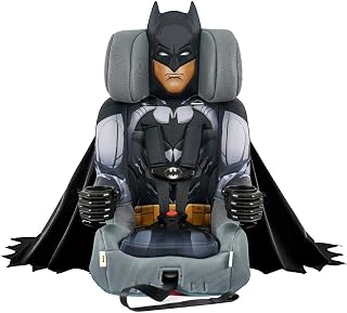 DC Comics Batman (Black) 2-in-1 Car Seat by KidsEmbrace | Forward-Facing Harness (26.5–65 lbs) & Booster Mode (40–100 lbs) | Latch | Premium Fit with Multi-Position Headrest, Harness & Recline