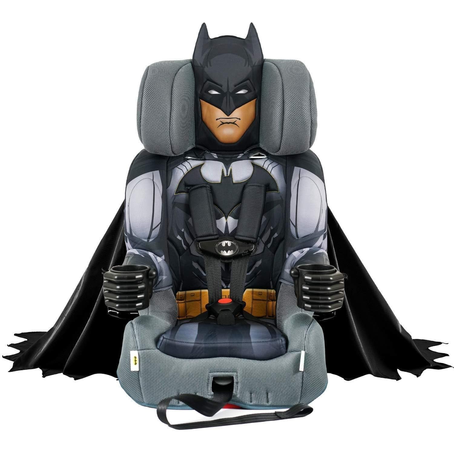 DC Comics Batman (Black) 2-in-1 Car Seat by KidsEmbrace | Forward-Facing Harness (26.5–65 lbs) & Booster Mode (40–100 lbs) | Latch | Premium Fit with Multi-Position Headrest, Harness & Recline