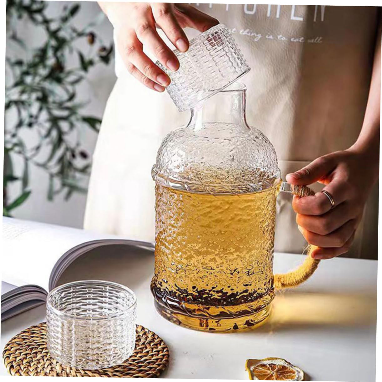 ULTECHNOVO Jarra De Agua De Vidrio Hervidor Tapa Jarra De Agua Para Cocina y Bebidas