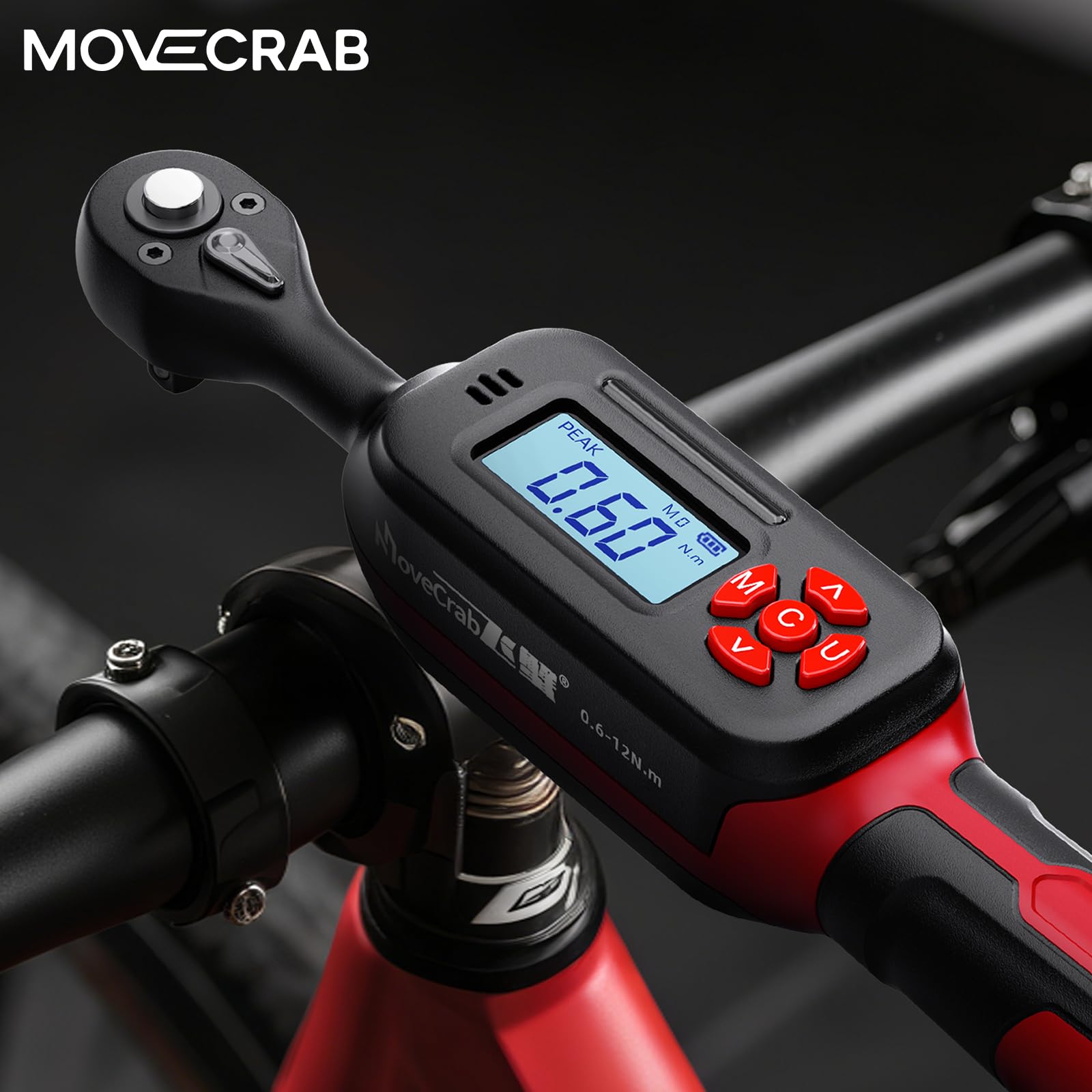 Llave dinamométrica digital de 1,5-340 Nm con pantalla LED | Par de torsión de precisión | Almacenamiento de datos USB y recordatorio triple (rojo, 0,6-12 N.m)