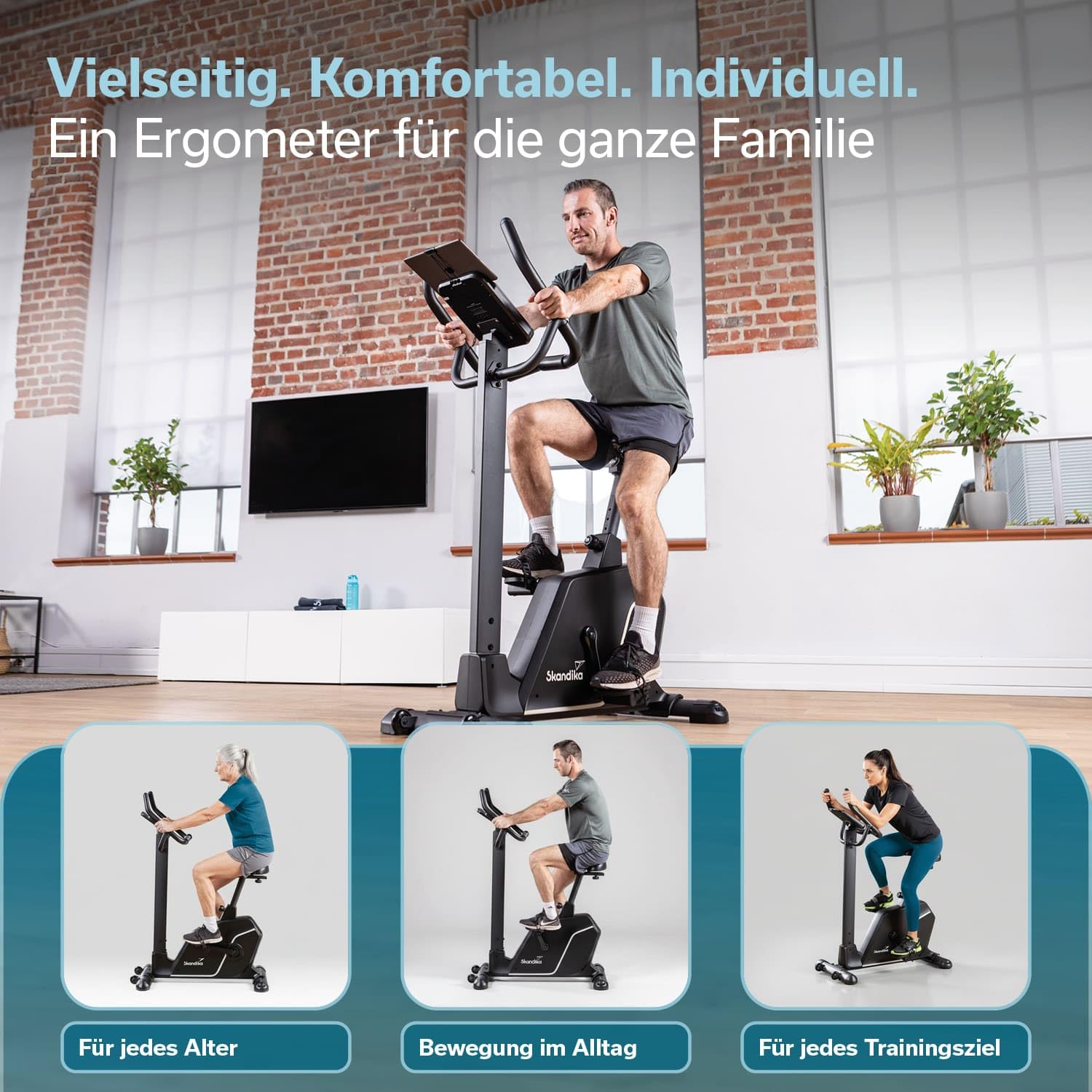 Skandika Ergometr Cykling P10 | rower treningowy z 32 poziomami oporu, hamulec magnetyczny, do 135 kg i 200 cm, wyświetlacz LCD, 13 programów, Bluetooth, połączenie z aplikacją, mapa kinowa | rower