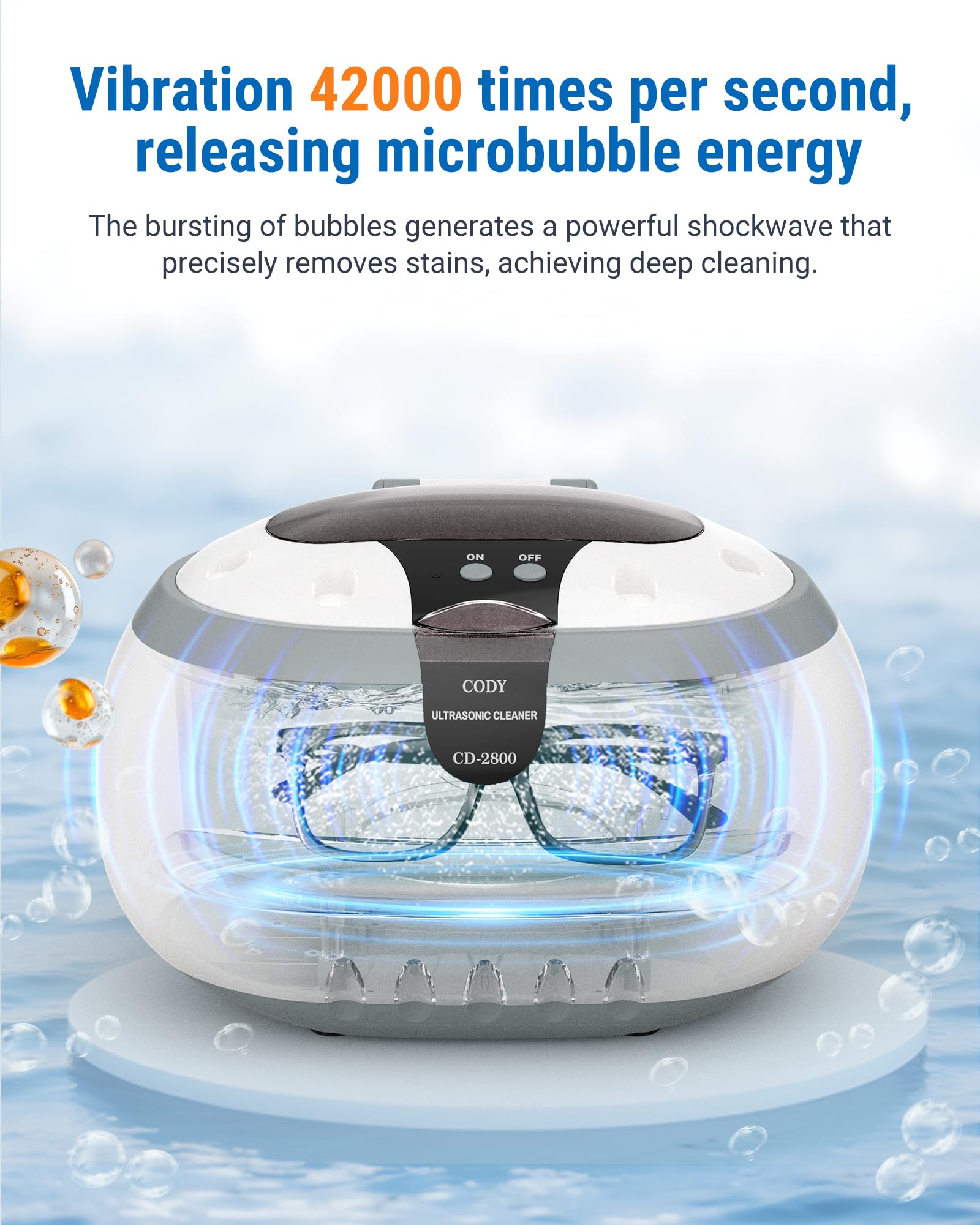 VLOXO Nettoyeur Ultrasons 50W, 42KHz Ultrasonic Cleaner Professionnel, 600ML Bac Ultrason avec Support et Panier pour Bijoux, Lunettes, Montres, Prothèses Dentaires, Tête de Rasoir