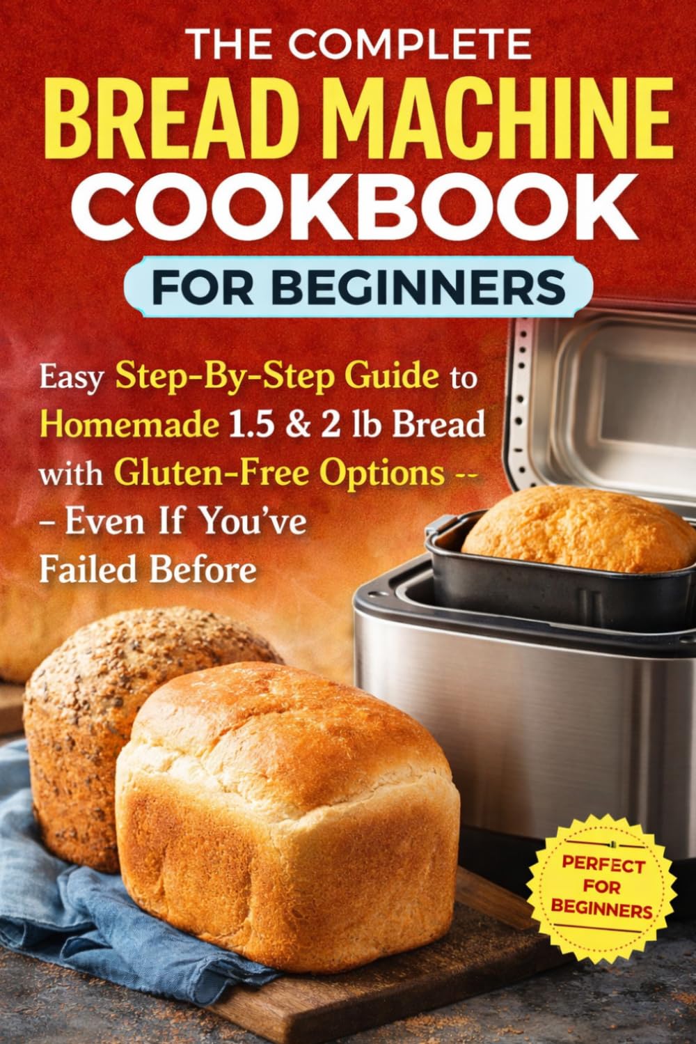 The Complete Bread Machine Cookbook for Beginners: Easy Step-By-Step Guide to Homemade 1.5 & 2 lb Bread with Gluten-Free Options— Even If You’ve Failed Before