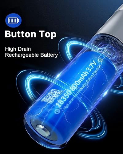 Miniatura 5 de Imren IMR 18350 3.7V Botón superior Baterías recargables, 18350 15A batería recargable de iones de litio de descarga 800mAh para linterna - 4