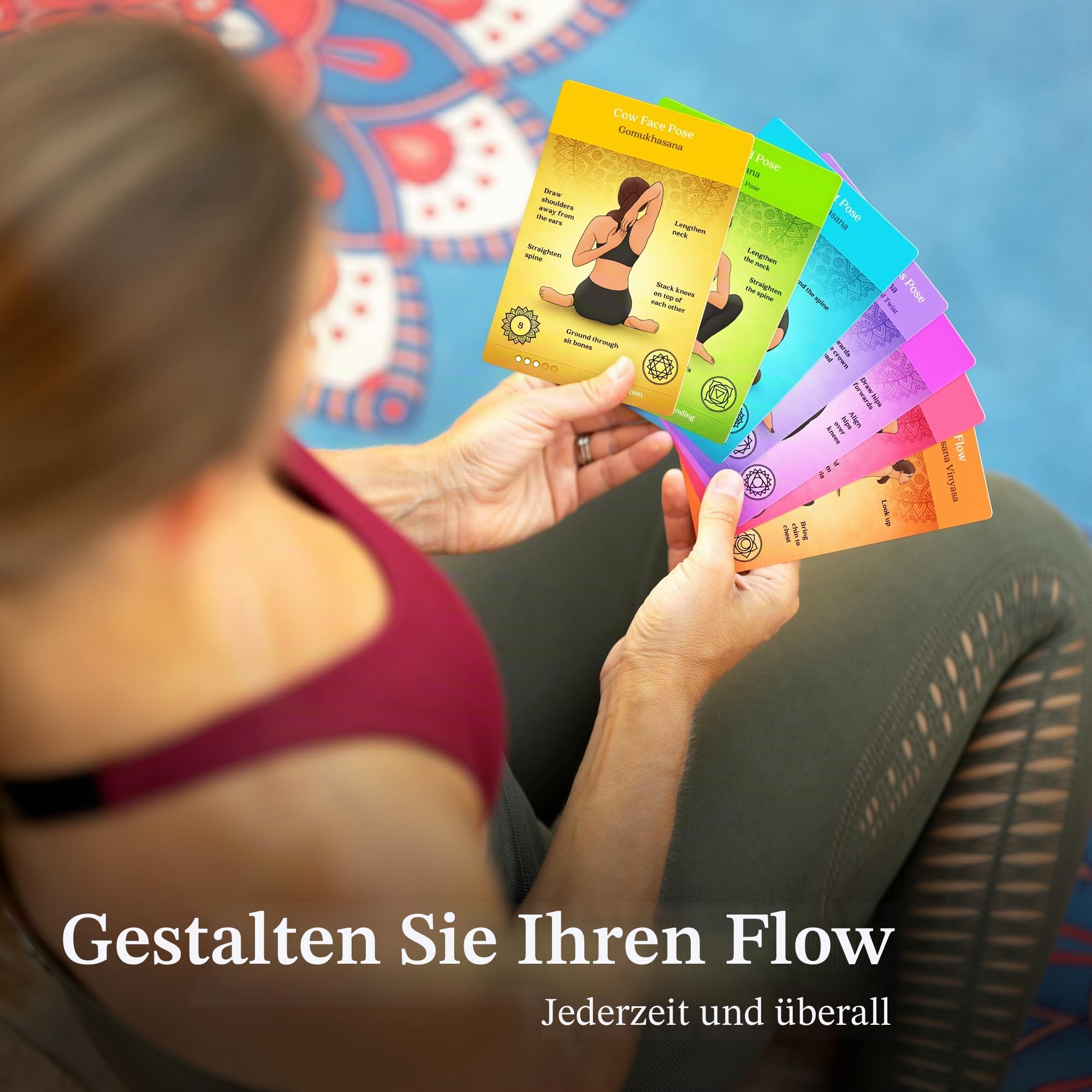 Asana Moon Premium Yoga Karten Deck mit über 120 Yoga Posen Yoga Pose Sequenz Lernkarten mit Queues und SanskritNamen für Anfänger und Lehrer Einzigartiges Yoga Geschenk für Frauen oder jeden