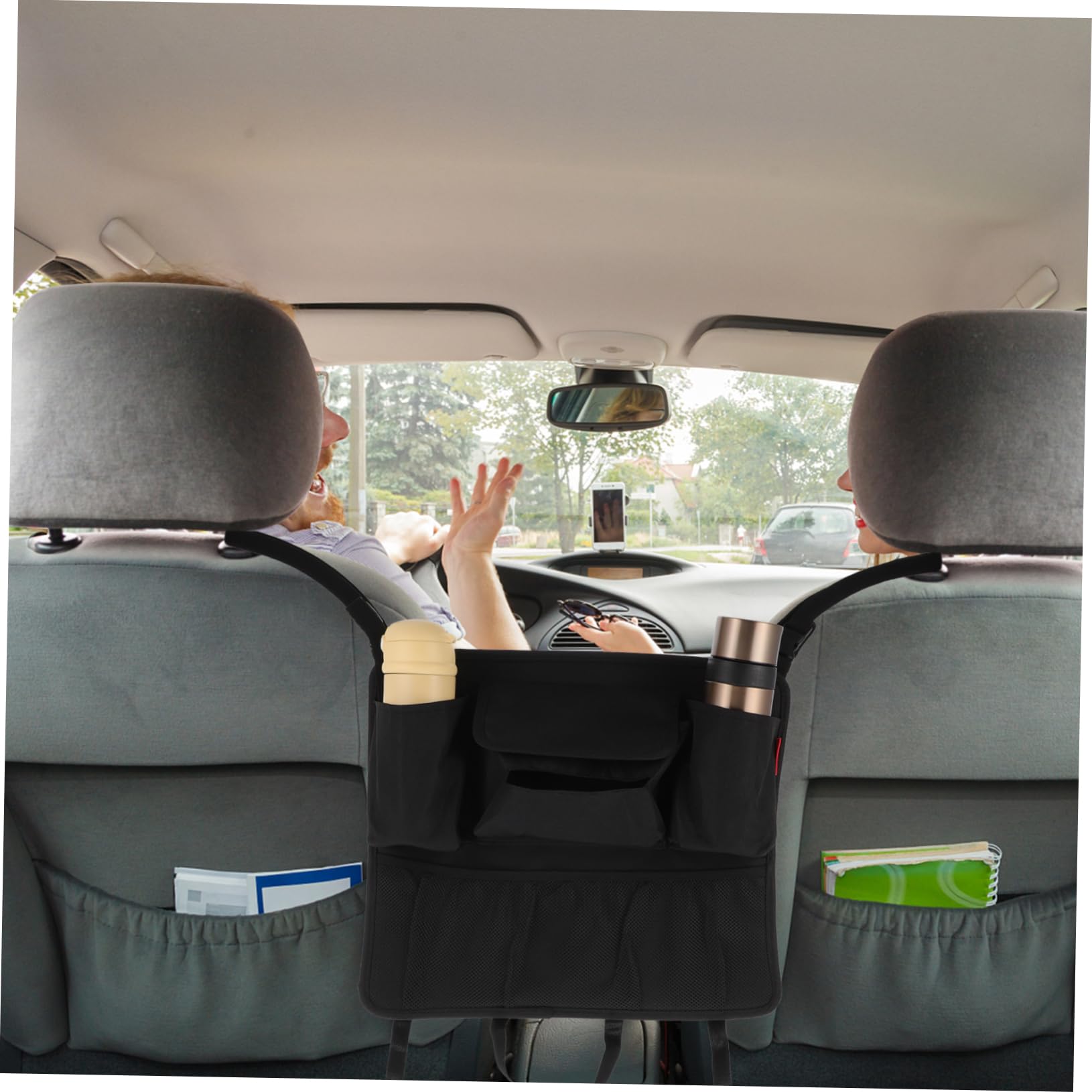 Auto Rücksitz Organizer 1 Stück aus Oxford Gewebe Schwarz