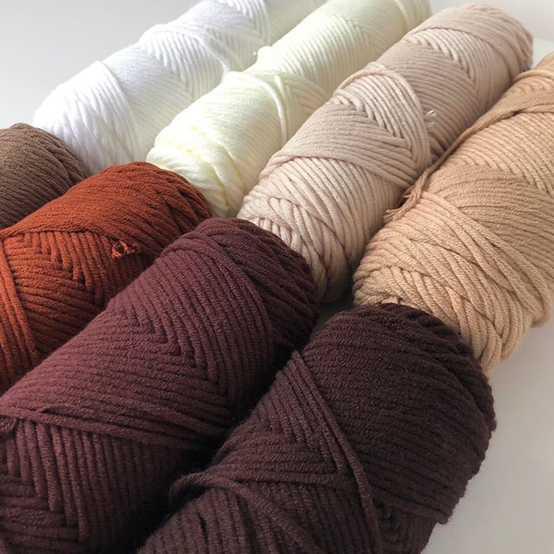 Fil chenille épais, Boules de fil à tricoter 100 g, 8 brins, 3 mm d'épaisseur, 110 130 m par boule(8 Rollsbrown,200g/roll)