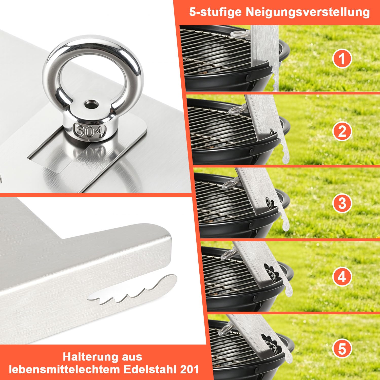 Flammlachsbrett 2er-Set 5-Fach neigbar, ohne Wässern 59,5x16x3,6cm
