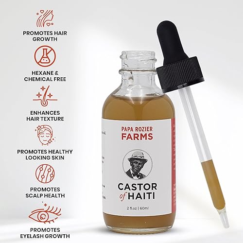 Miniatura 4 de Papa Rozier Farms Aceite de ricino de incienso de Haití  100% orgánico  Natural  Sin hexano  1 oz  Sin refinar  Aceite para el crecimiento del
