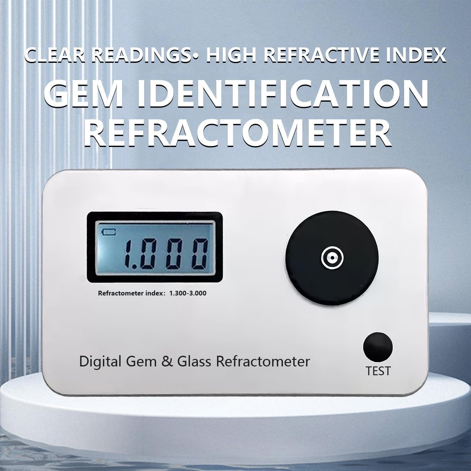 Rifrattometro, tester digitale per gioielli per tutte le pietre, misura indice di rifrazione 1.300-3.000, display LCD, custodia portatile