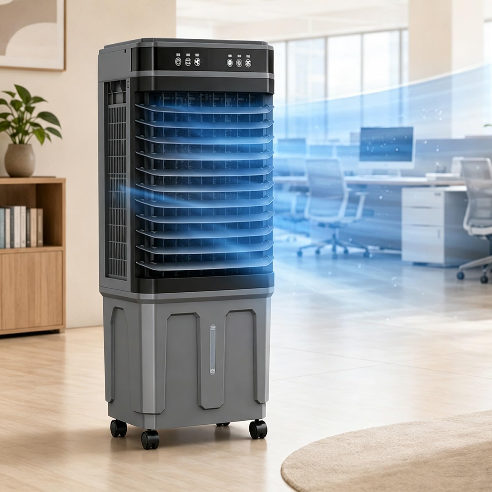 Yqyc Portable Evaporative Cooler, Cooling Swamp Cooler with Remote Control & Touchscreen for Home Warehouse Restaurant Garage Use