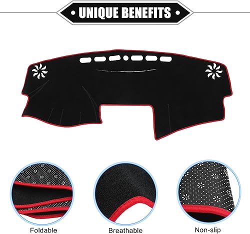 Miniatura 3 de Cubierta de salpicadero compatible con Toyota Camry 2007-2011, poliéster antideslizante, color negro y rojo