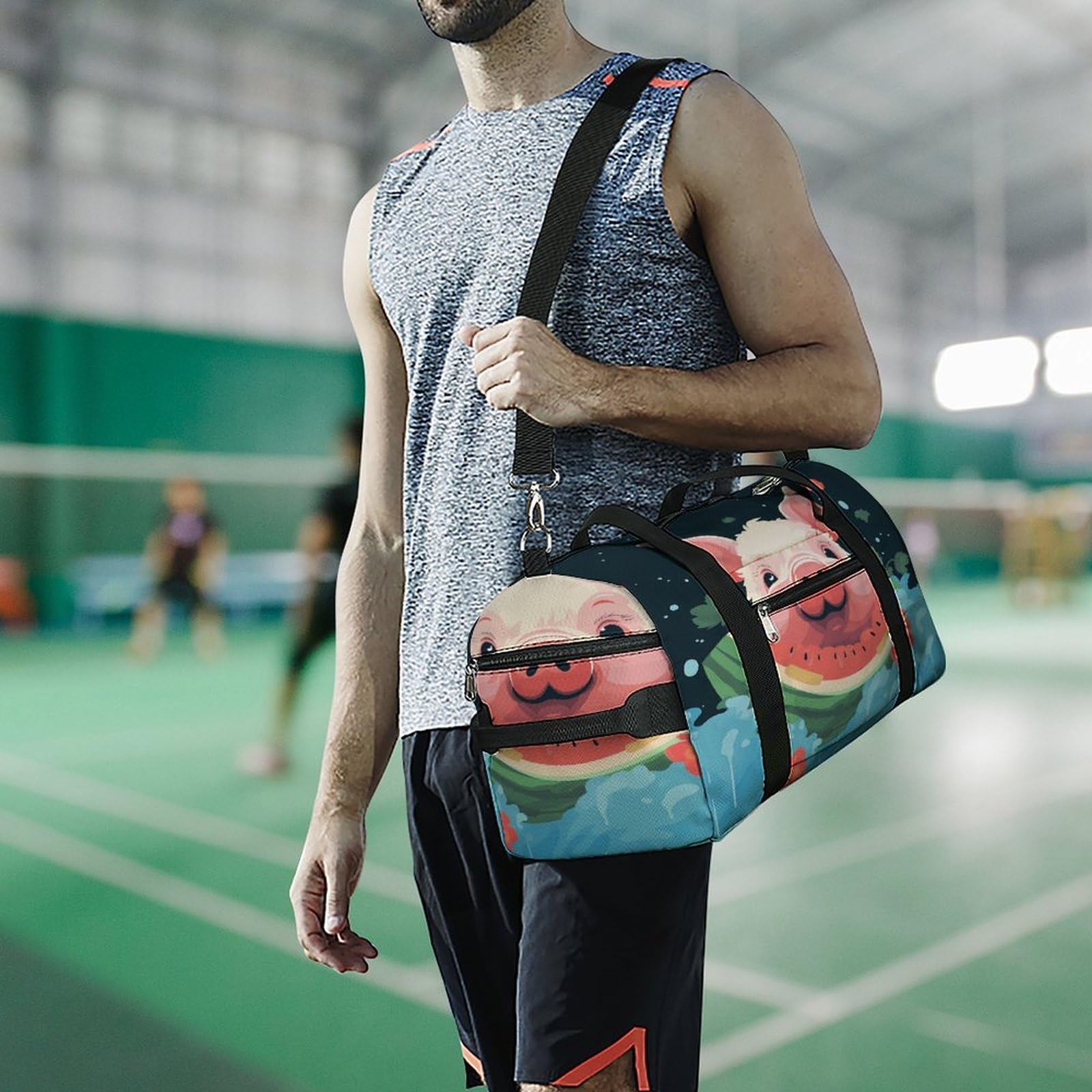 Uśmiechnięta (24) torba na siłownię lekka, podróżna torba sportowa z przegródką na buty, torba gimnastyczna dla kobiet na noc, weekend, jogę, siłownię, podróże służbowe, sport i szpital.