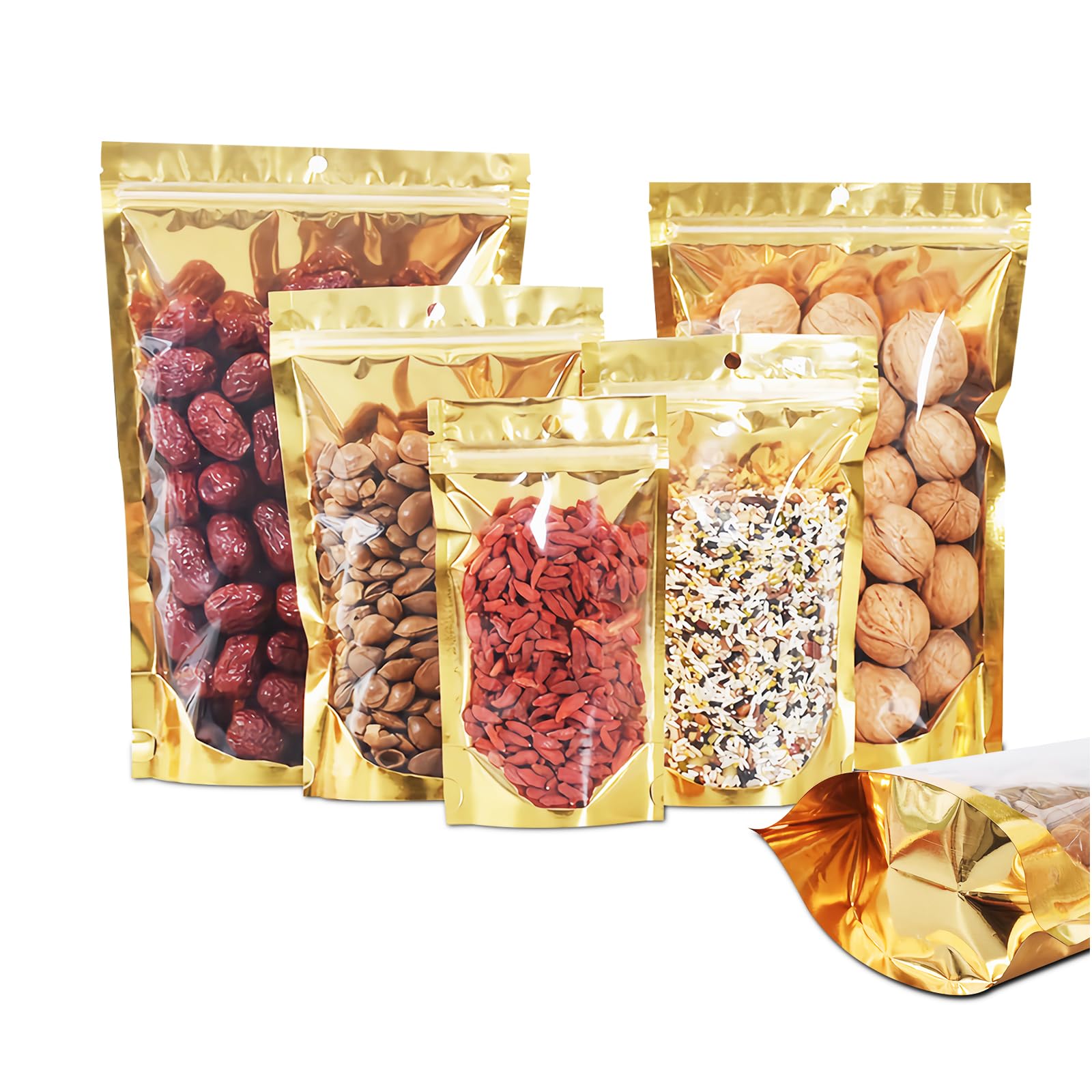 100 Pack Smell Proof Bags with Clear Front Window, 4 x 6 Inches Resealable Stand Up Food Storage Bags Packaging Foil Mylar Pouches for Small Business,