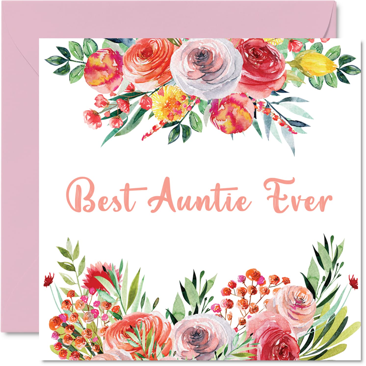 Birthday Cards for Auntie - Best Auntie Ever - Beautful Happy Birthday Card from Nephew Niece, 145mm Mother's Day Greeting Cards Aunt Aunty