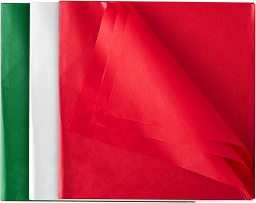 JOYIN Surtido de 72 hojas de papel de seda navideño (rojo, verde y blanco) en 20 x 20 pulgadas para envolver papel de seda navideño, suministros