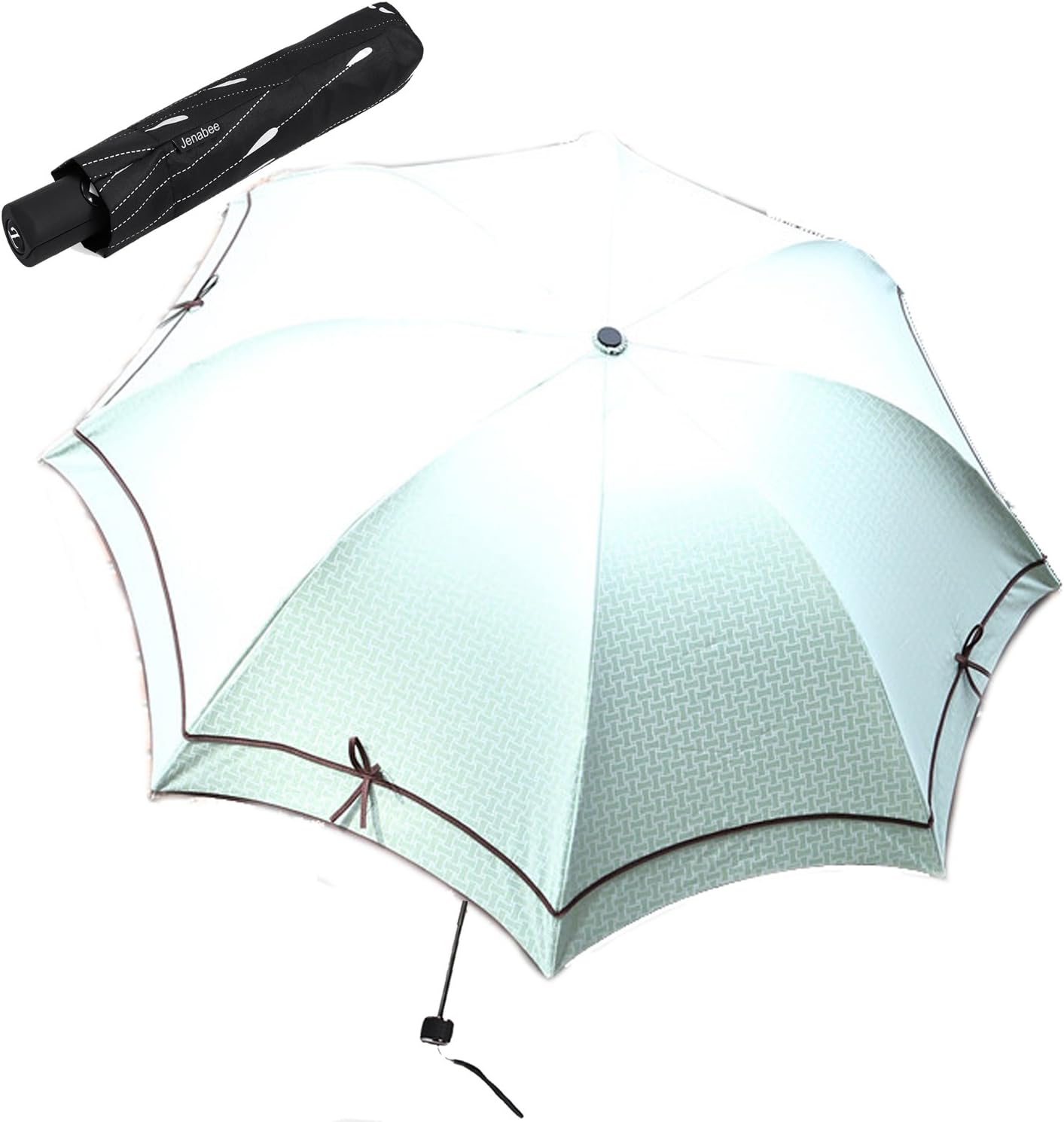 Jenabee Black Vinyl Underneath Parasol Bowknot Sun Block Umbrella Sun-Proof Rain Umbrellas UV Protective