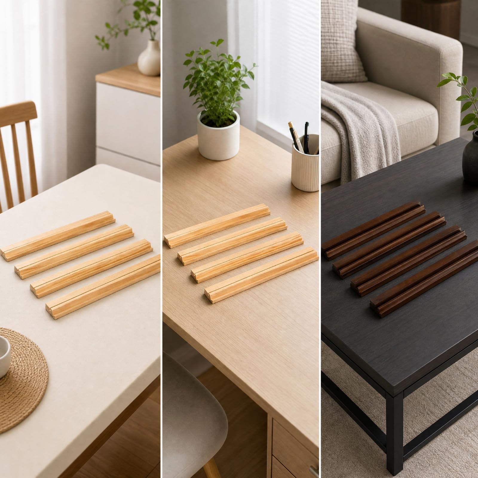 4 Pezzi Rastrelliera in Legno per Pratico Tessere con Canale Incassato Organizzato per Famiglie , ,