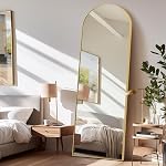Black Arched Mirror Full Length with Stand 21" x 56" Large Full Body Dressing Mirror Floor Standing for Bedroom Wall Mounted for Living Room Home Decor