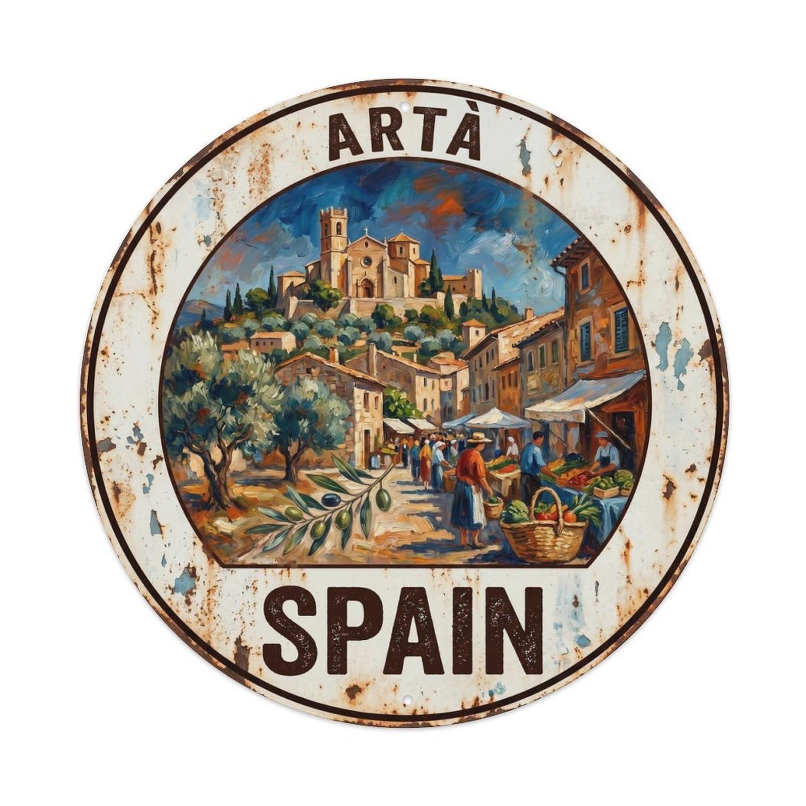 Mallorca Arta Spain Landmark Travel Expressionist Metal Tin Sign