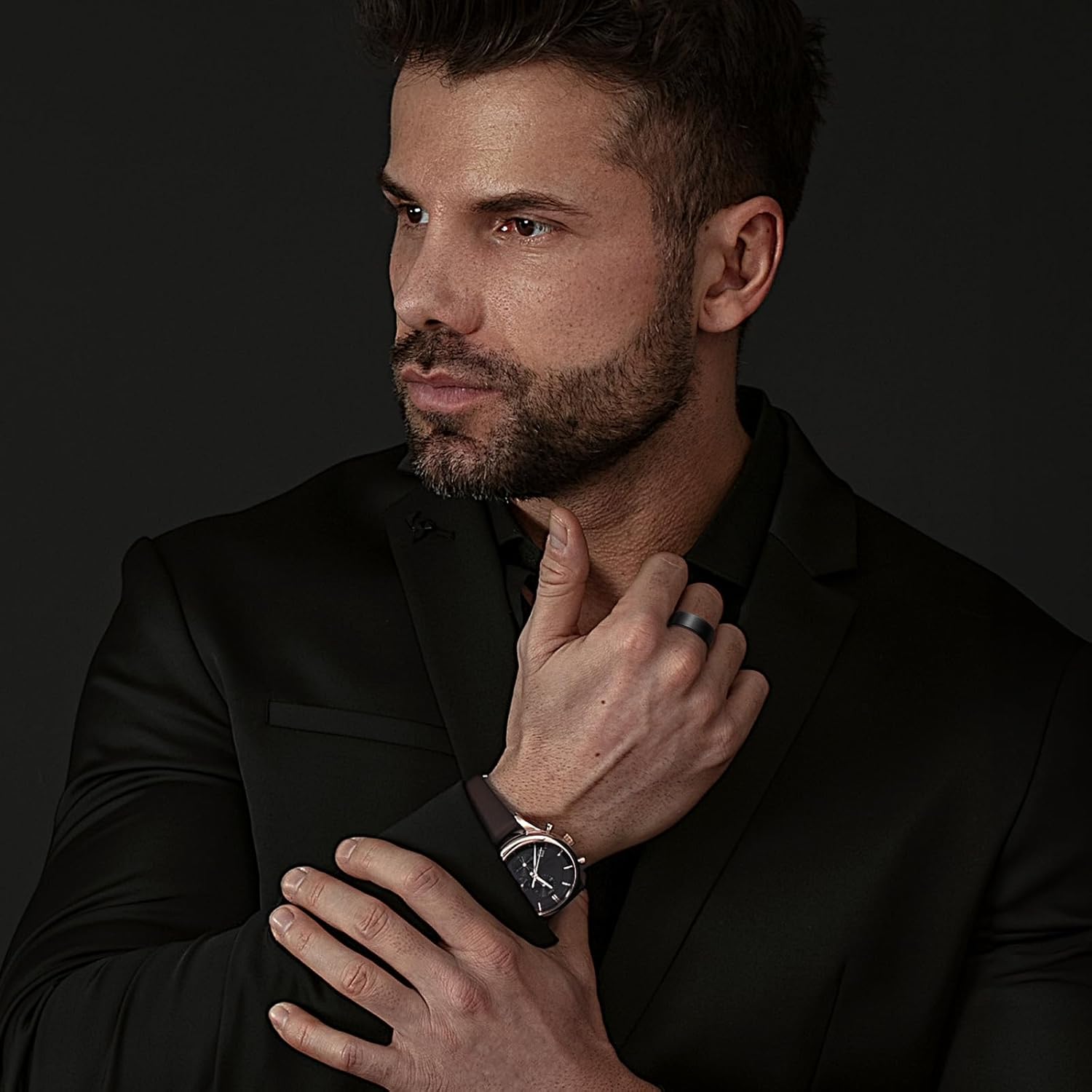 King Will Tungsten Men's Wedding Ring - Available in 6mm to 10mm, Black/Silver, Matte Finish, Beveled Polished Edge, Comfort Fit - Image 4