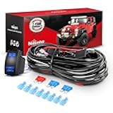 Nilight 16AWG LED POD Lights Wiring Harness Kit 12V On Off 5Pin Rocker Switch Laser Waterproof Toggle Power Relay Blade Fuse for Cars Jeep Boat ATV Trucks - 4 Leads Bule