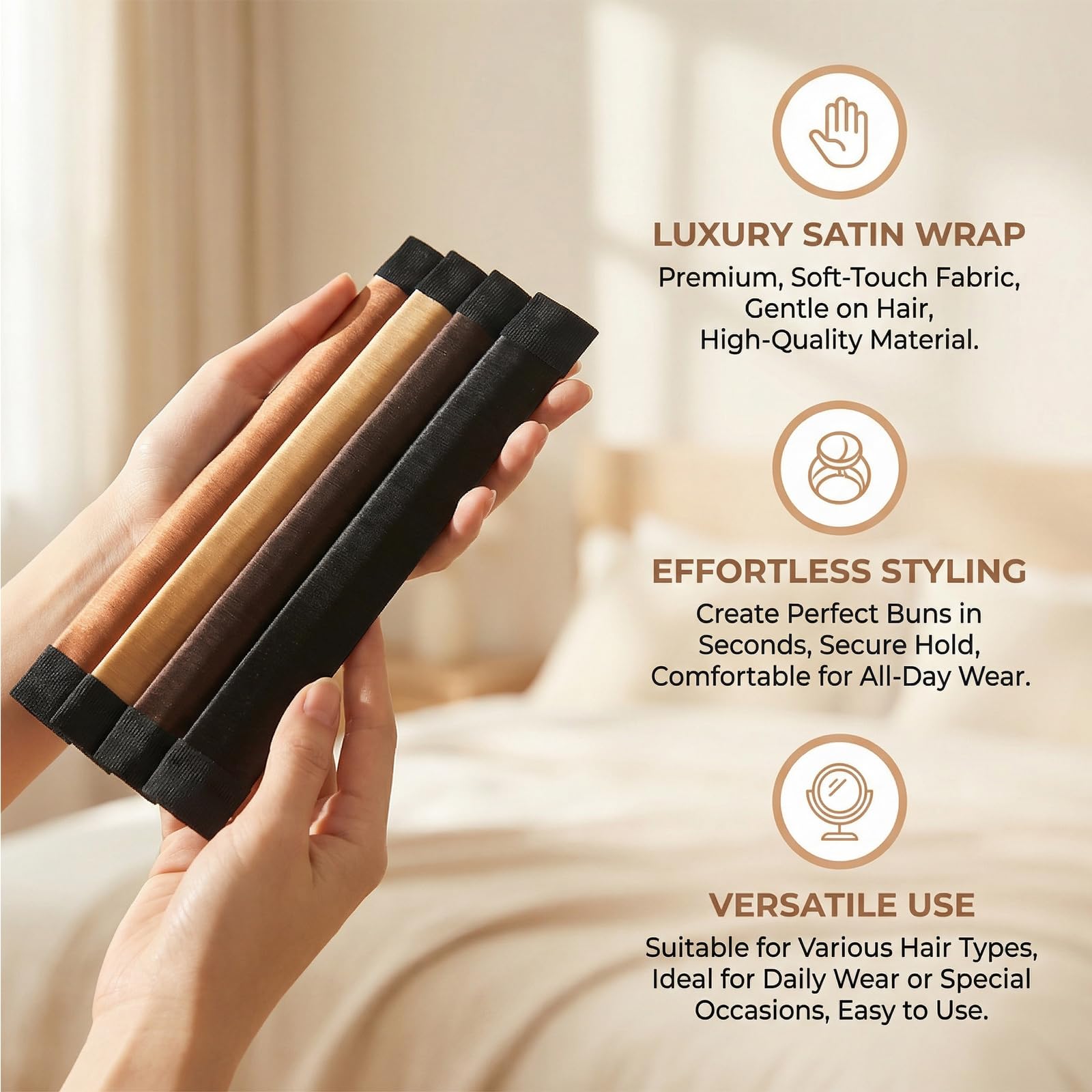 8 Pezzi Chignon Facile per Capelli,Chignon per Ciambella,Capelli Ciambelle Chignon Magic Bun Maker, French Twist Accessori per Ragazza Donne(Nero,Castano scuro,Castano chiaro,Castano ramato)