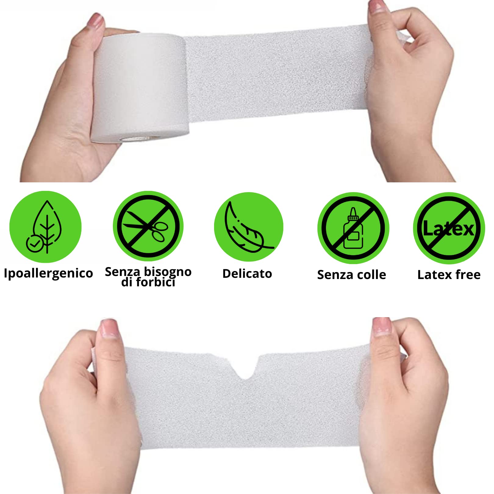 TS TAKESPORT - Bende Salvapelle, Salvapelle, Bendaggio Sportivo, Salvapelle Sportivo, Tape Sportivo, Sport Tape, Bendaggio Salvapelle in Schiuma Sottile di Poliuretano 7 cm (8 Rotoli)
