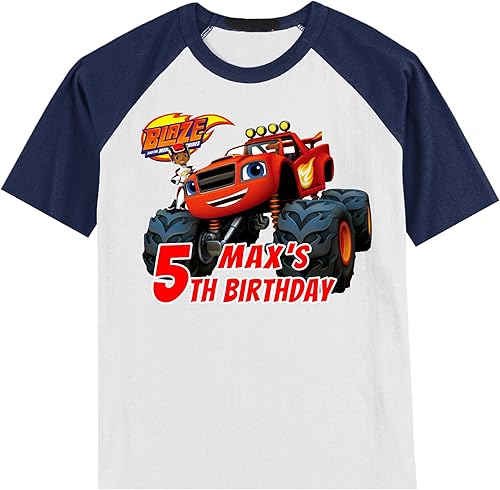 Miniatura 3 de Personalized Monster Truck Birthday Shirt | Personalized with Name and Age | Monster Truck | Unisex Short Sleeve Raglan T-Shirt