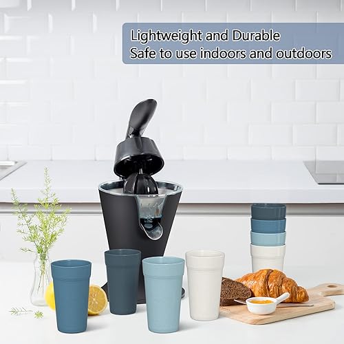 Miniatura 4 de Homestockplus Vasos de paja de trigo de 20 onzas, juego de 12 vasos de plástico irrompibles, aptos para lavavajillas y microondas, sin BPA y