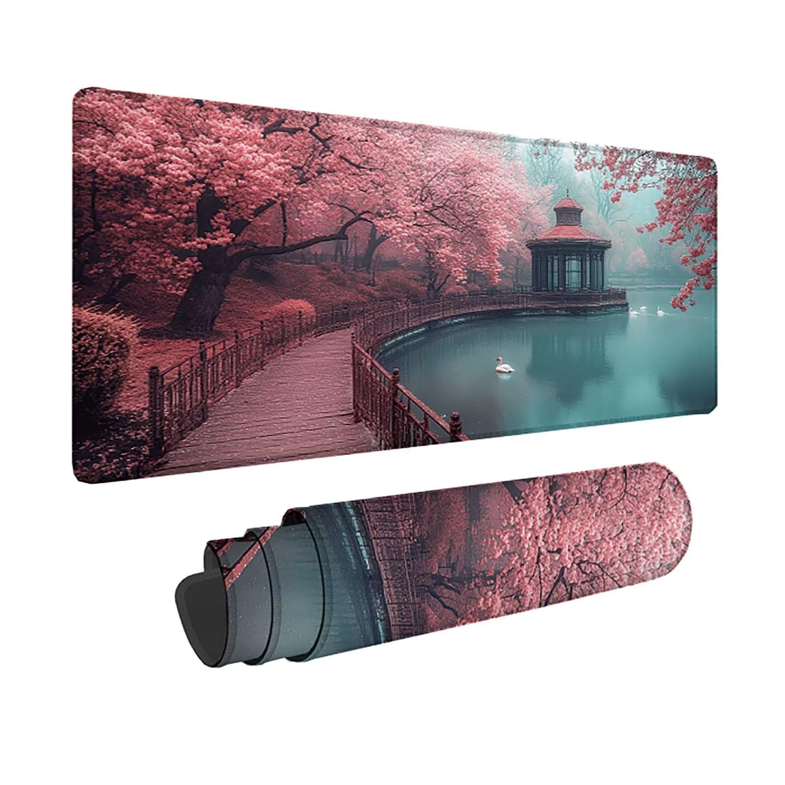 Tapis de souris paysage rose 80x40 cm pour un bureau esthétique et bien organisé - 8