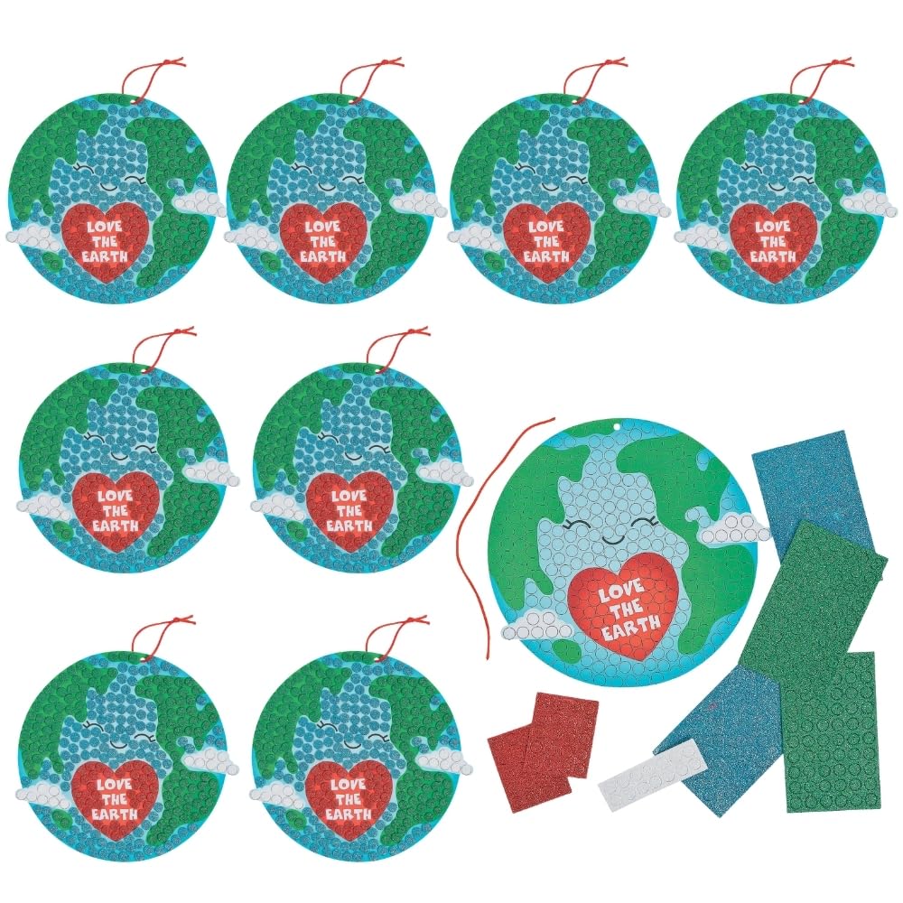 Glitter Mosaic Earth Day Sign Craft Kit - Makes 12 - DIY Crafts for Kids and Fun Home Activities