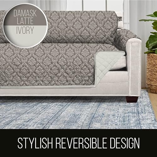 Vista 294 de Sofa Shield Funda de sofá con correa, reversible, resistente a las manchas y al desgarro, funda acolchada de microfibra, lavables, asiento de 78