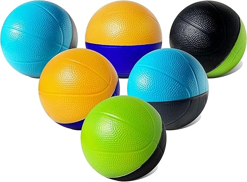 Juego de mini baloncesto de espuma multicolor de 4 pulgadas compatible con aro de baloncesto Nerf  Baloncesto pequeño seguro y silencioso para