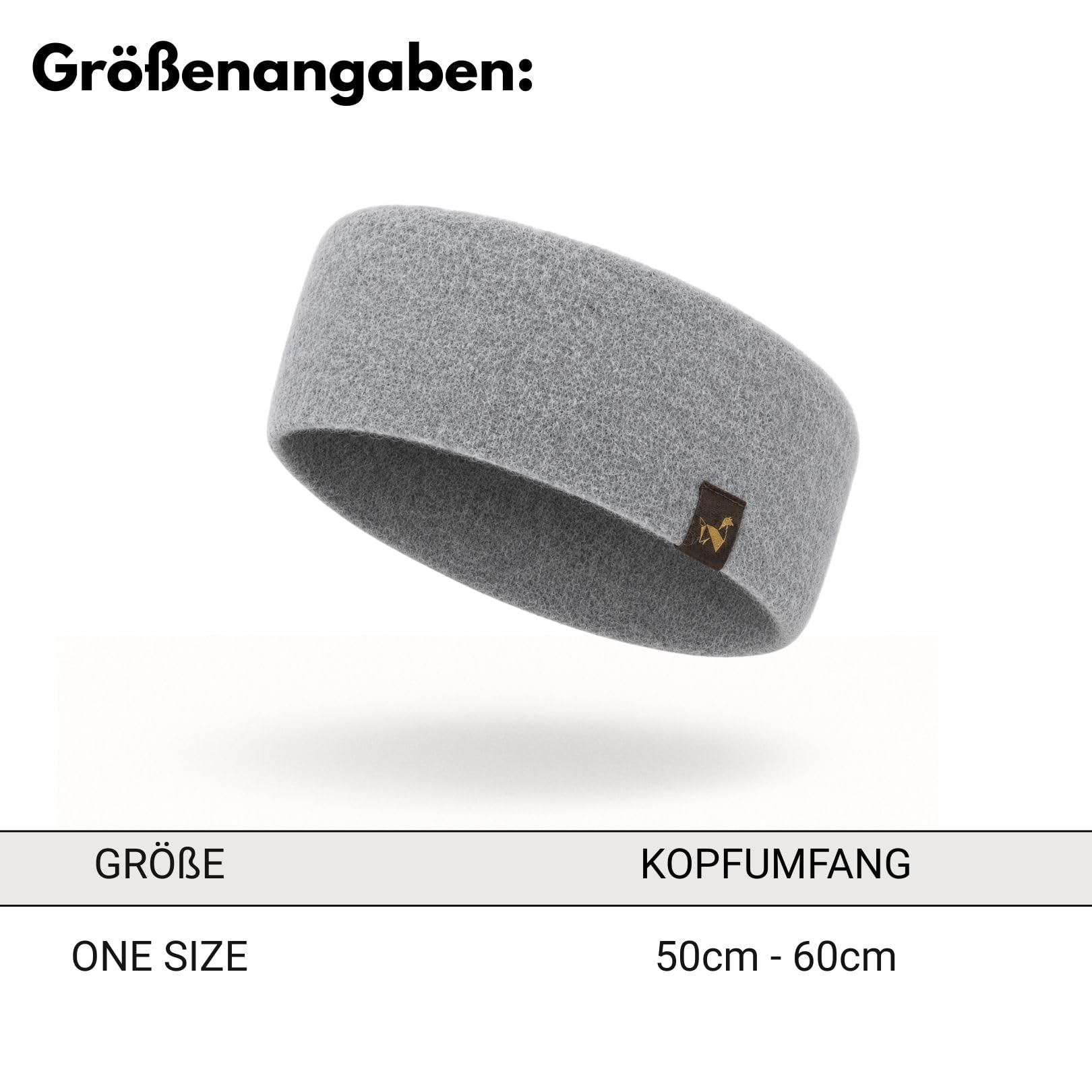 Stirnband aus 97% Alpaka – gewalkt, warm & windfest – elastisch – temperaturregulierend & atmungsaktiv – Winter-Stirnband für Damen & Herren, ideal für Outdoor Aktivitäten & Sport (hellgrau)