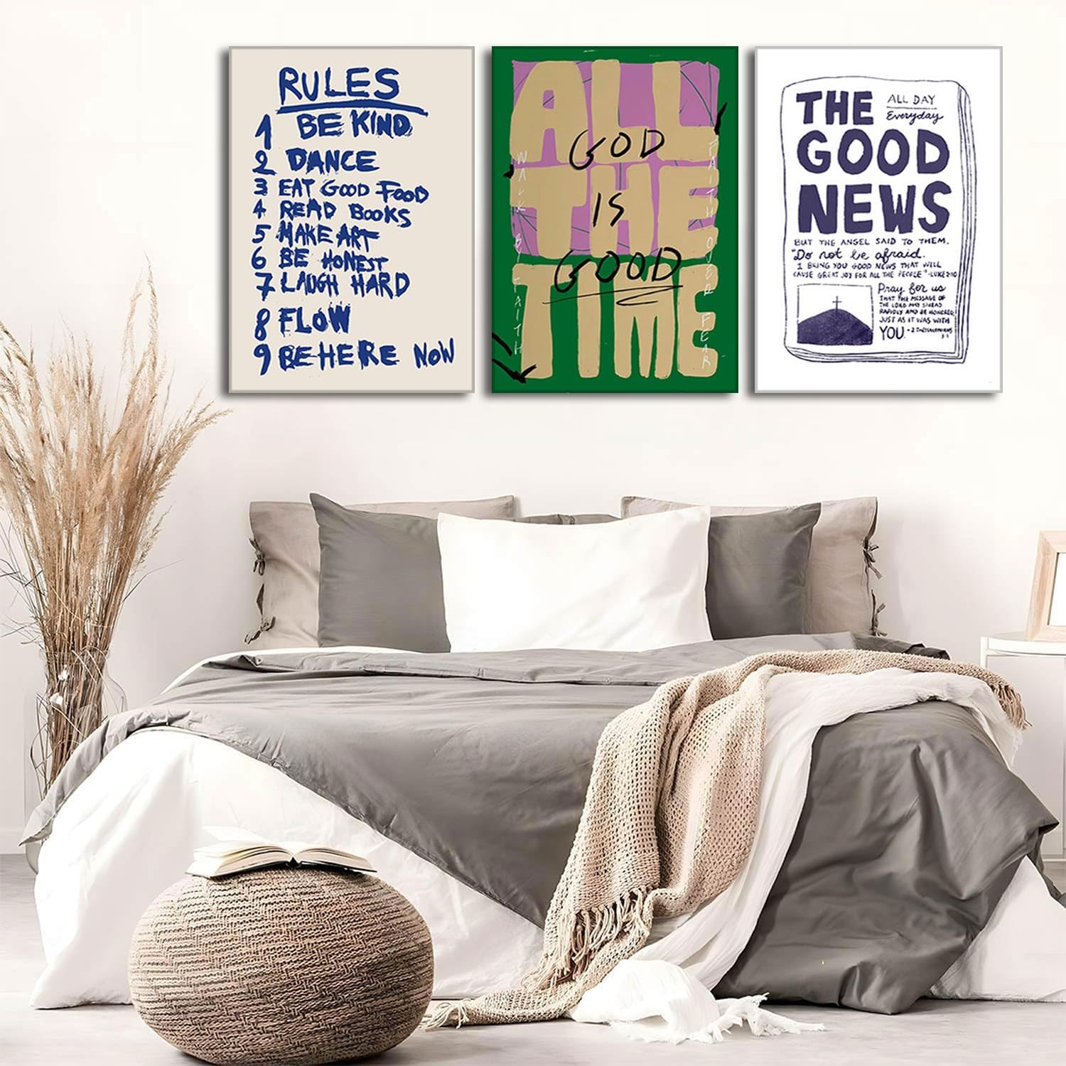 3 Pcs Christian Motivational Rules Quotes Canvas Wall Art God Is Good Bible Wall Decor pictures Inspiring Aesthetic Painting Religious Faith Poster Prints for Prayer Room Office Home Decoration