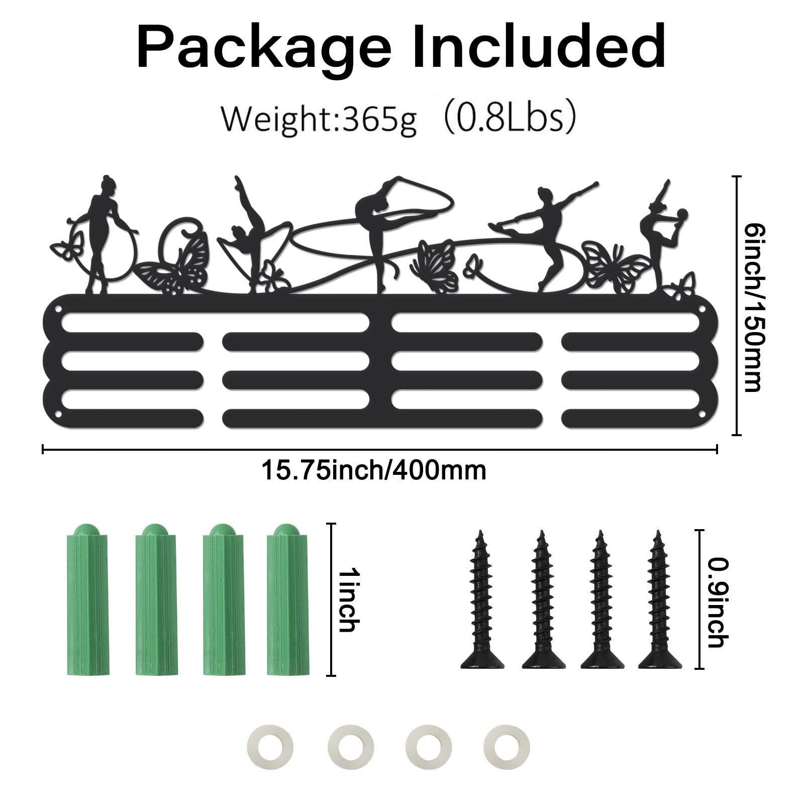 Porta Medaglie Da Parete Per Ginnastica - Espositore In Acciaio Con Design A Farfalle Per 12 Medaglie - Foto 7