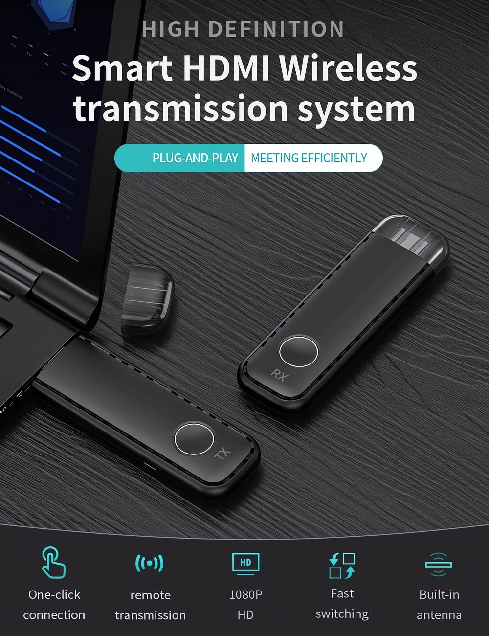 Trasmettitore HDMI Wireless PChero 5G - 1080P 50M Per PC, TV, Proiettori