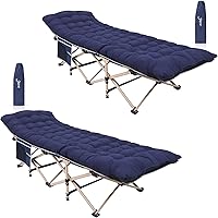 Vista 1 de Nice C Catres de camping con colchón, para adultos, catre plegable, con almohada, bolsa de transporte y bolsillo de almacenamiento, extra ancho