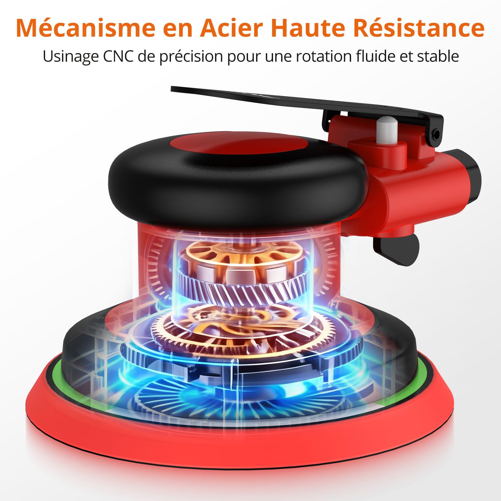 Proster Ponceuse Excentrique Pneumatique 150mm 12000 RPM – Ponceuse Orbitale pour Carrosserie Réglage de Vitesse, avec 20 Disques Abrasifs, pour Carrosserie, Bois et Métal