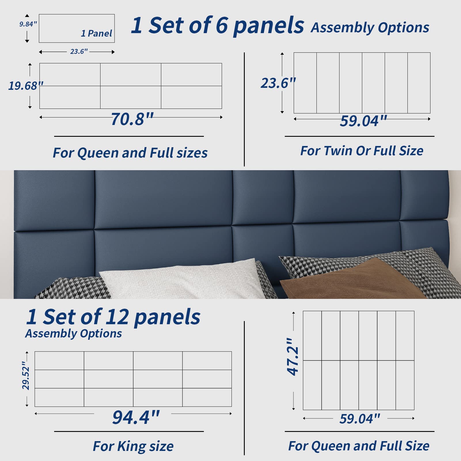 Art3d Adjustable Wall Mounted Upholstered Headboard for King, Twin
