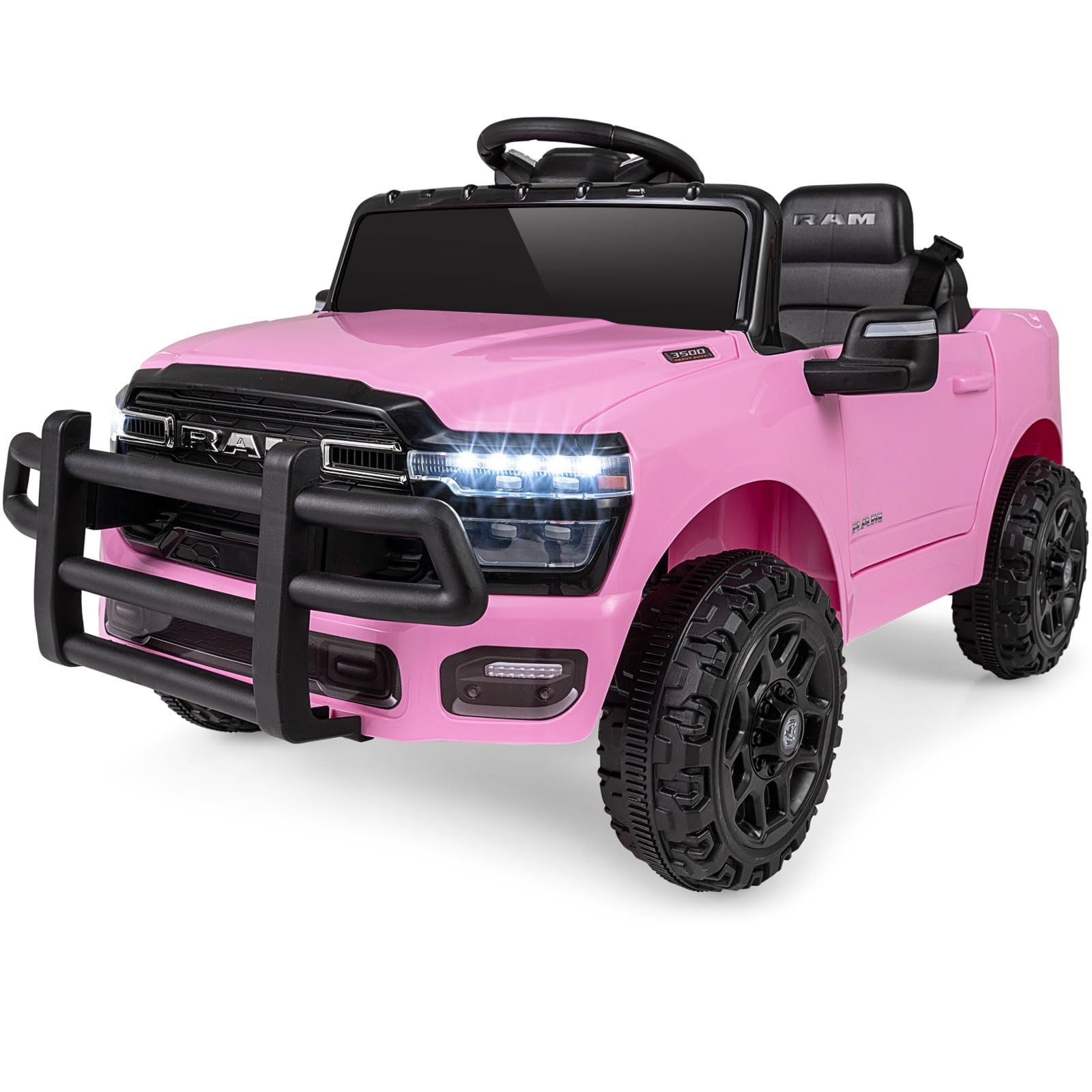 FANTASK Auto elettrica per bambini, 12 V, con telecomando e luce (rosa)