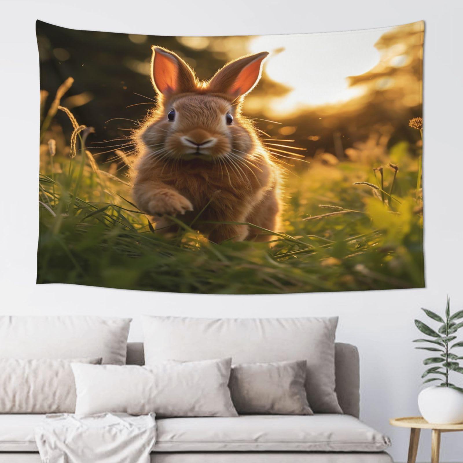 QMKFWT A Rabbit Tapestry Aesthetic Wall Hanging Tapestries 60'' x 40'' Boho Tapestries Vertical Wall Art Decorative Funny Vintage Poster Flag Tapestry for Bedroom Living Room Decor