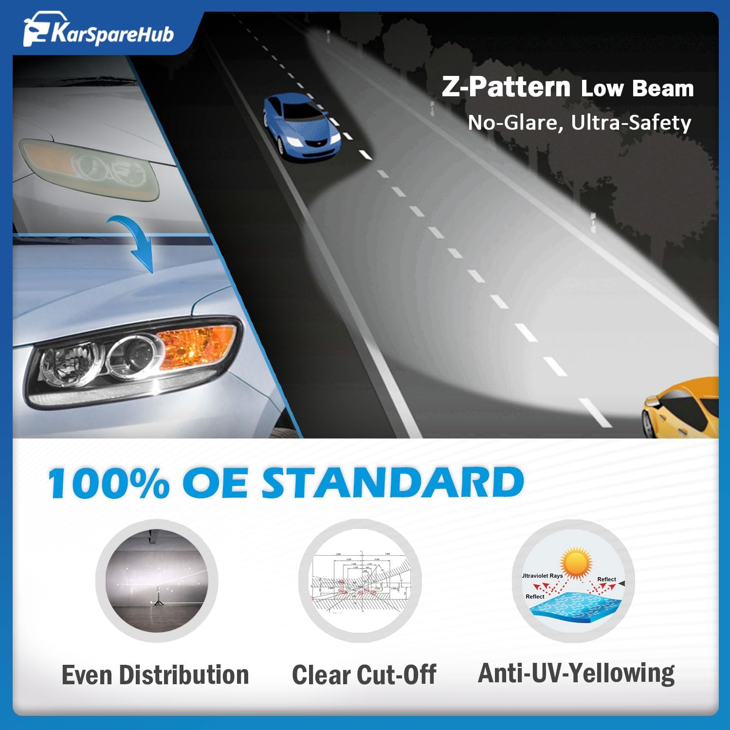 Headlights for 2007-2012 Hyundai Santa Fe (Bulbs included)