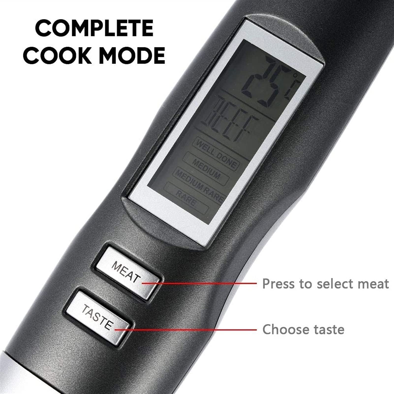 XMING Termómetro de Carne Tenedor con 6 Modos de cocción Digital, Termómetro de Comida para cocinar para la Cocina Barbacoa Termómetro de Bebidas Calientes de atasco de Leche de Agua