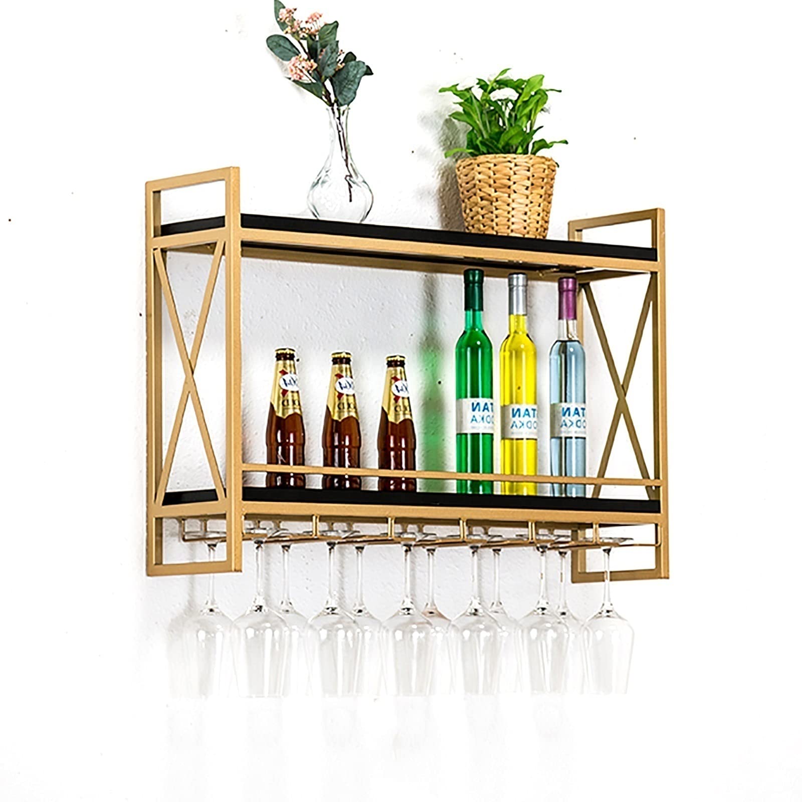 Décoration de la maison chaleureuse avec cette armoire à vin murale élégante en fer