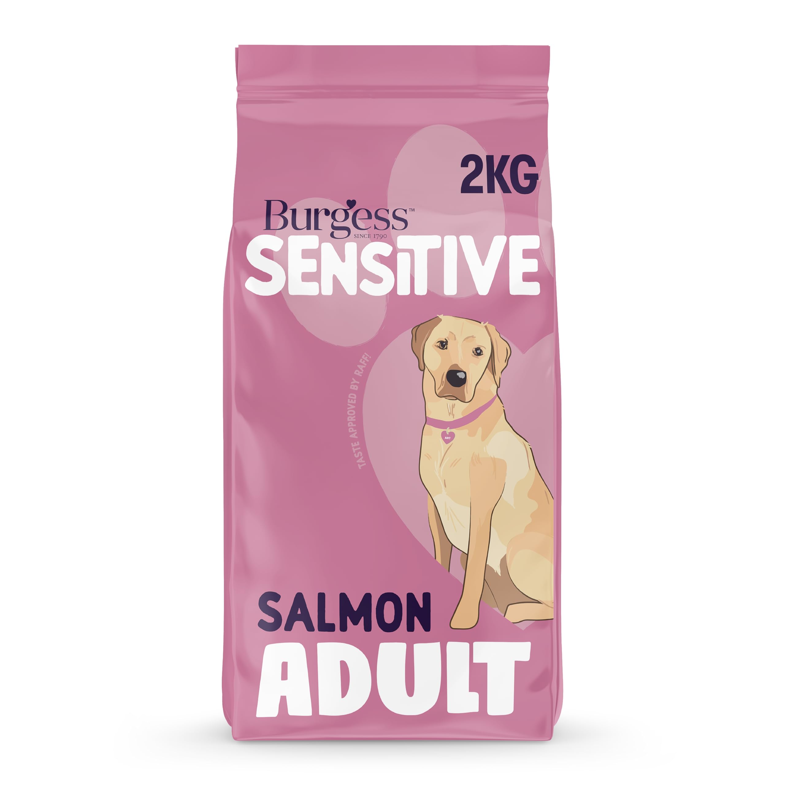 Burgess Sensitive Dry Dog Food Salmon, 2KG - Suitable For All Adult Dog Breeds (1 Pack of 2KG) Helps With Bones, Joints, A Glossy coat and Solid Stools.