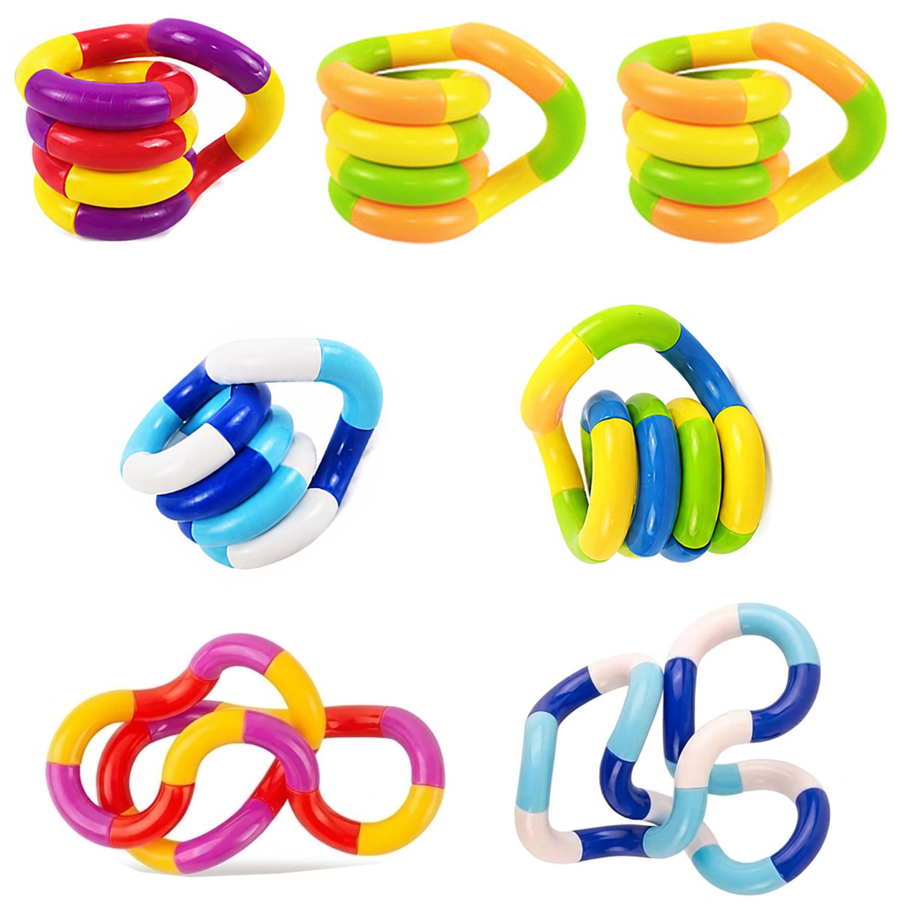 IPQNQVEY 7 Pcs Tangle Fidget Toy,Stress Relief Finger Twisted Decompression Toy for Adh Sensory Fidgets to Improve Focus and Concentration,Multicolor.