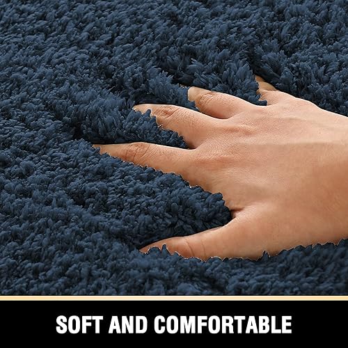 Miniatura 2 de Alfombra de baño copetuda, antideslizante, de 47 x 17 pulgadas, extra suave, gruesa, absorbente, peluda, alfombra de cocina para interiores,