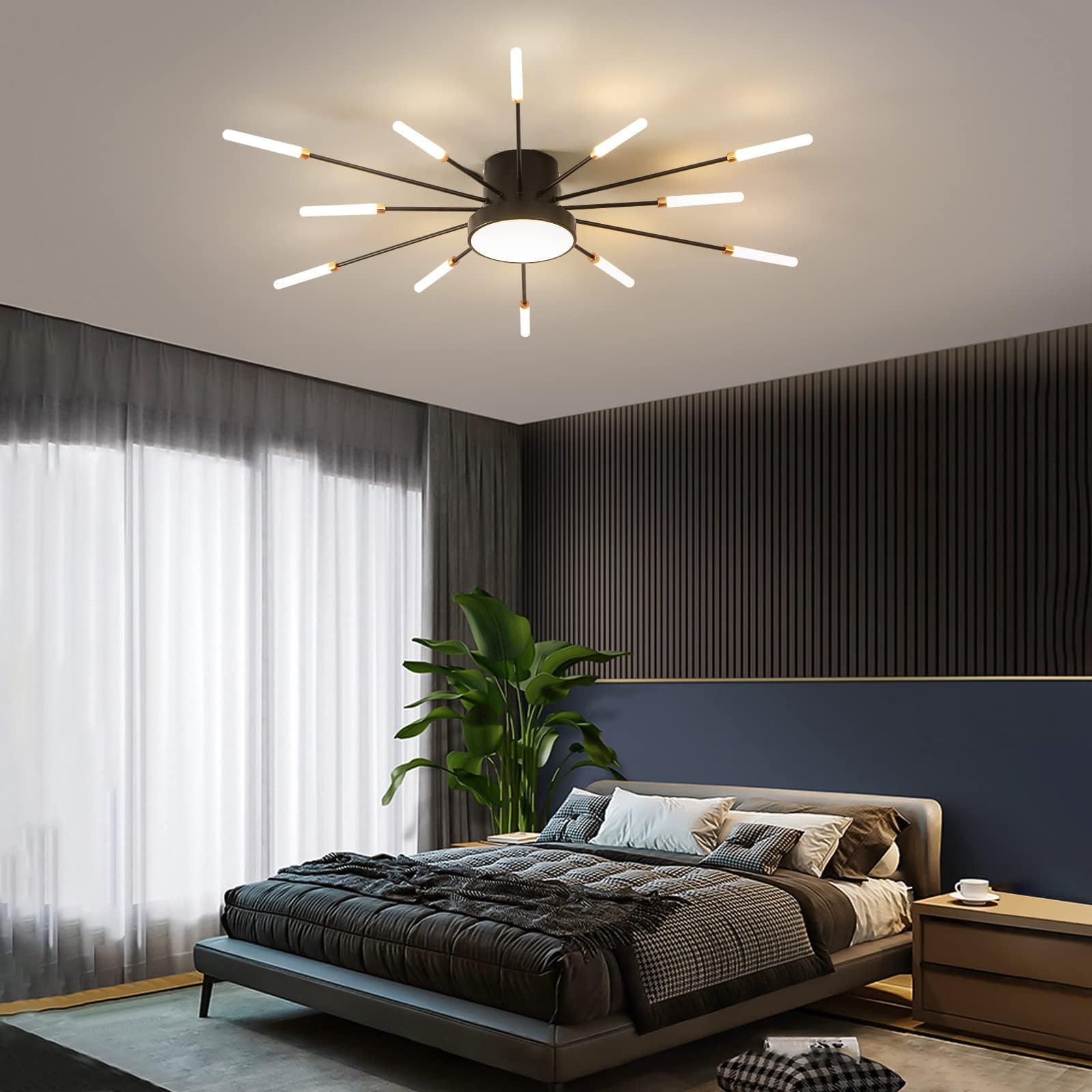 Plafoniera moderna a LED 12+1 teste Lampadari neri semi-incasso Illuminazione a soffitto per camera da letto Soggiorno Cucina Sala da pranzo Ristorante